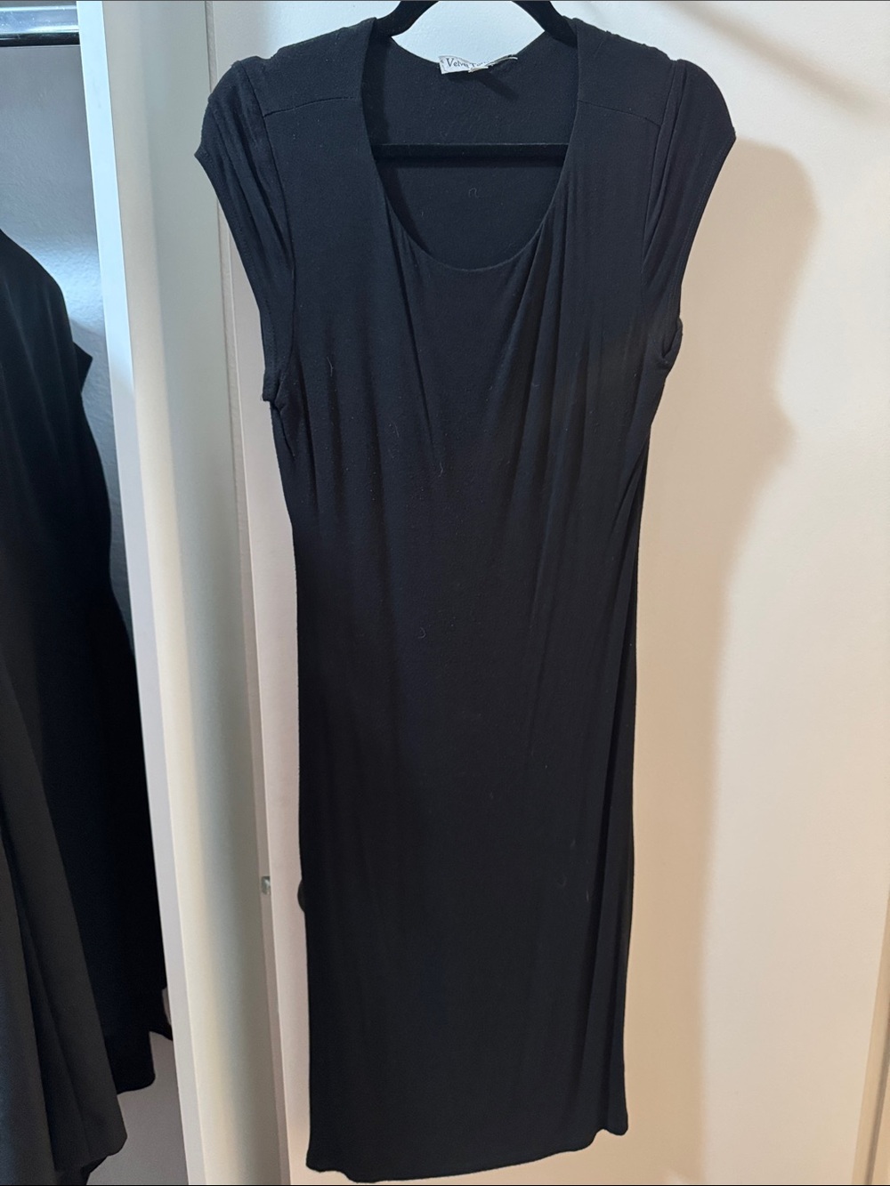 Velvet Torch Black Midi Dress with Cap Sleeves